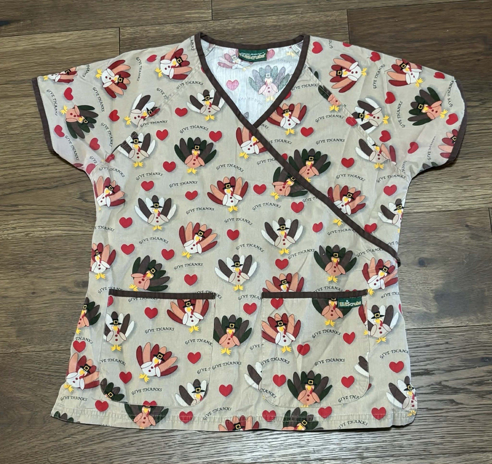 Women’s Thanksgiving Scrub Top Scrubs Multicolor UA Scrubs Women’s Size M/L