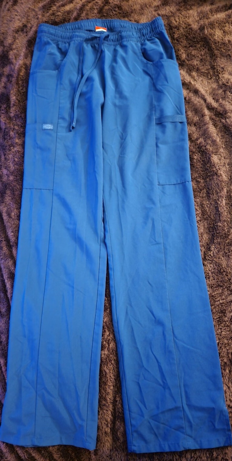 Dickies Womens Drawstring Cargo Scrub Pants Galaxy Blue Large Reg, 30″ DK010