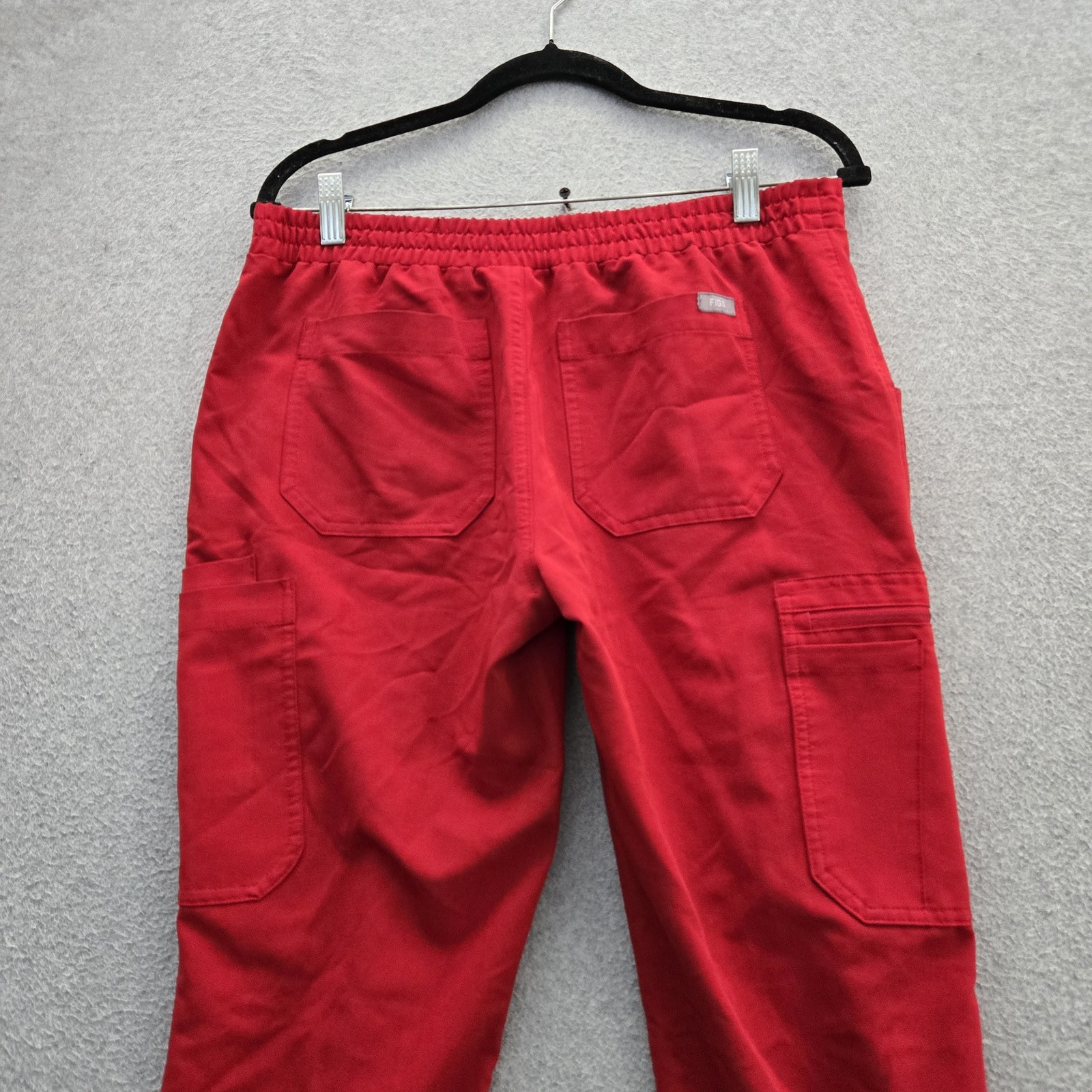 FIGS Women Scrub Pants S Red Yola Slim Straight Cargo Drawstring 28″ Inseam