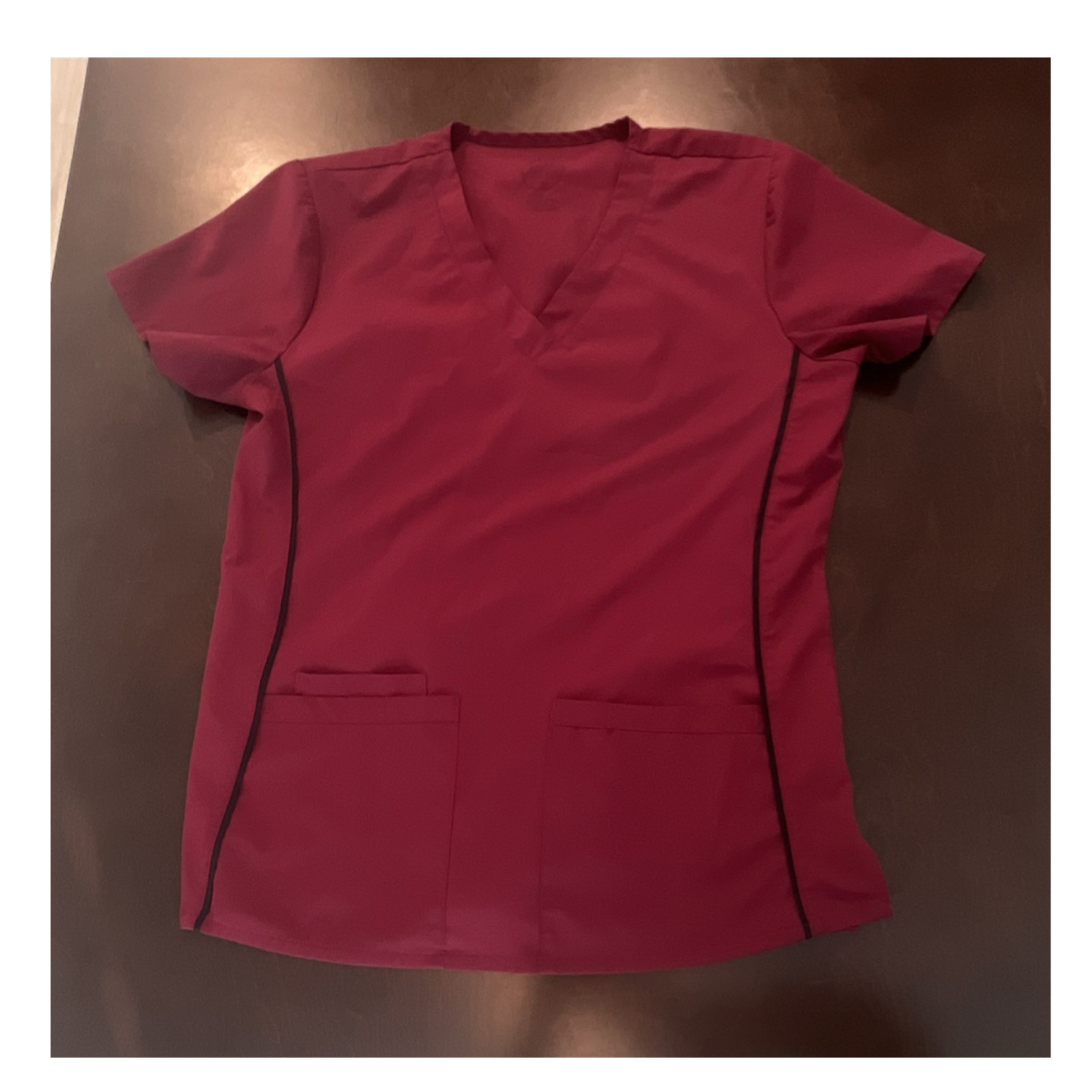 Women’s Wine Solid Medical Scrub Top Small Polyester Spandex MPN VW-5269WIN