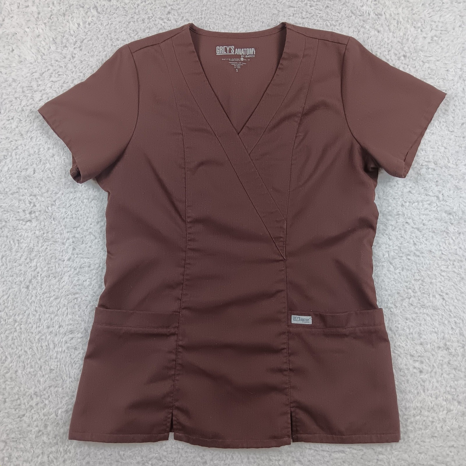 Grey’s Anatomy Scrub Top 41101 Women S Brown Mock Wrap V-Neck 41101