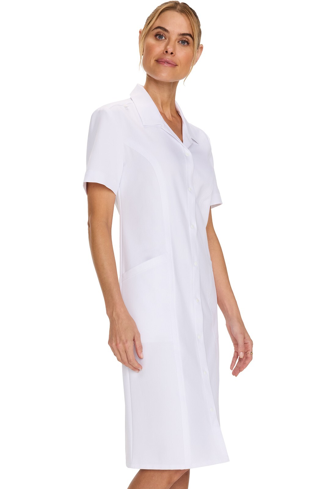 Cherokee Scrubs Women’s Botton Front Dress CK512A WHT White Free Shipping