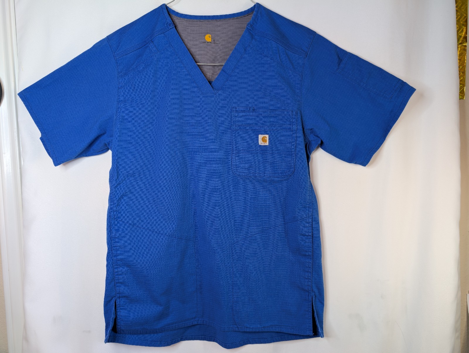 Carhartt Ripstop Blue Small Utility Medical Uniform Work Scrub Top