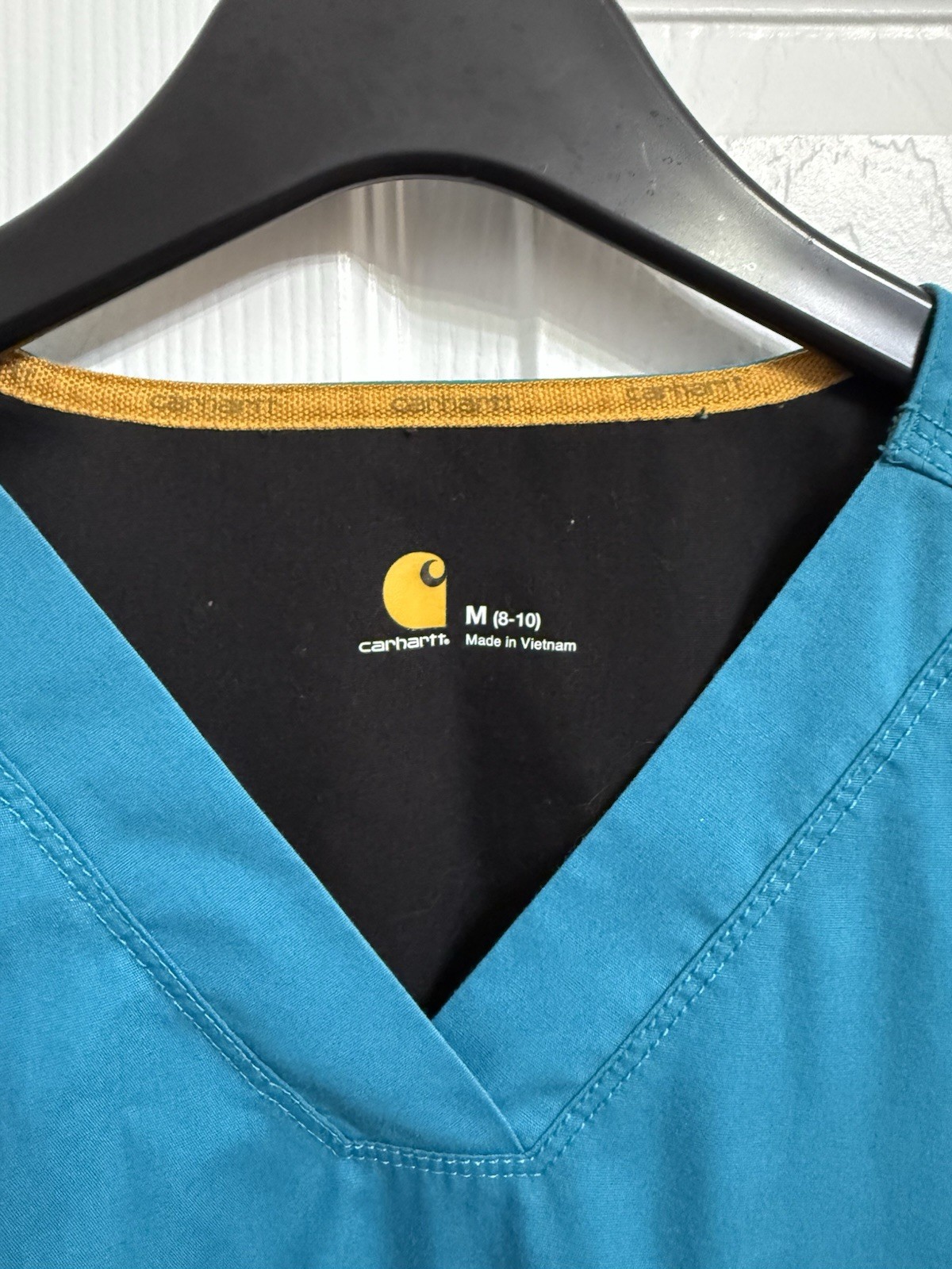 Carhartt Force Scrub Top Teal Blue V Neck Utility Pocket Workwear M