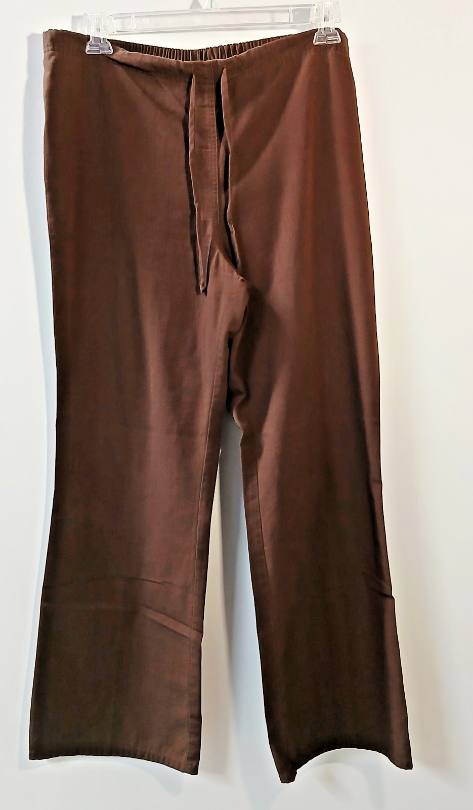 Life Scrub Pants Chocolate Brown Women’s XL Drawstring Elastic Waist Flair Leg