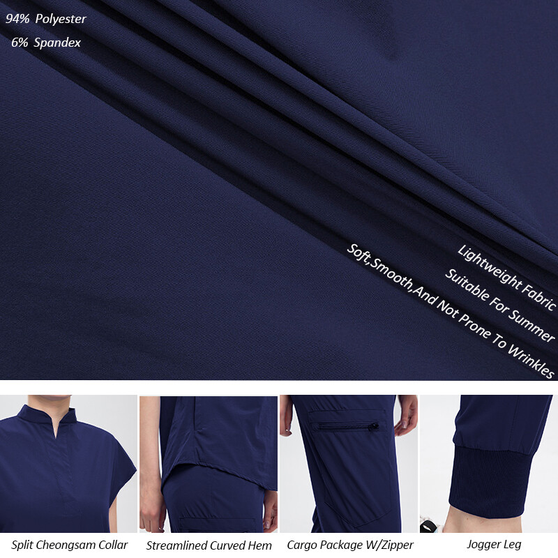 Women Scrub Sets Stretch Jogger Drawstring Pants Nurse Uniform Medical Workware
