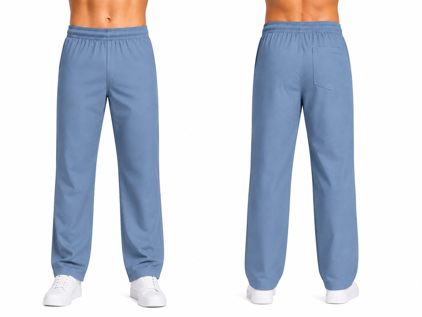 Men’s Medical Scrub Pants Straight Leg 3 Pockets Elastic Waist Uniform