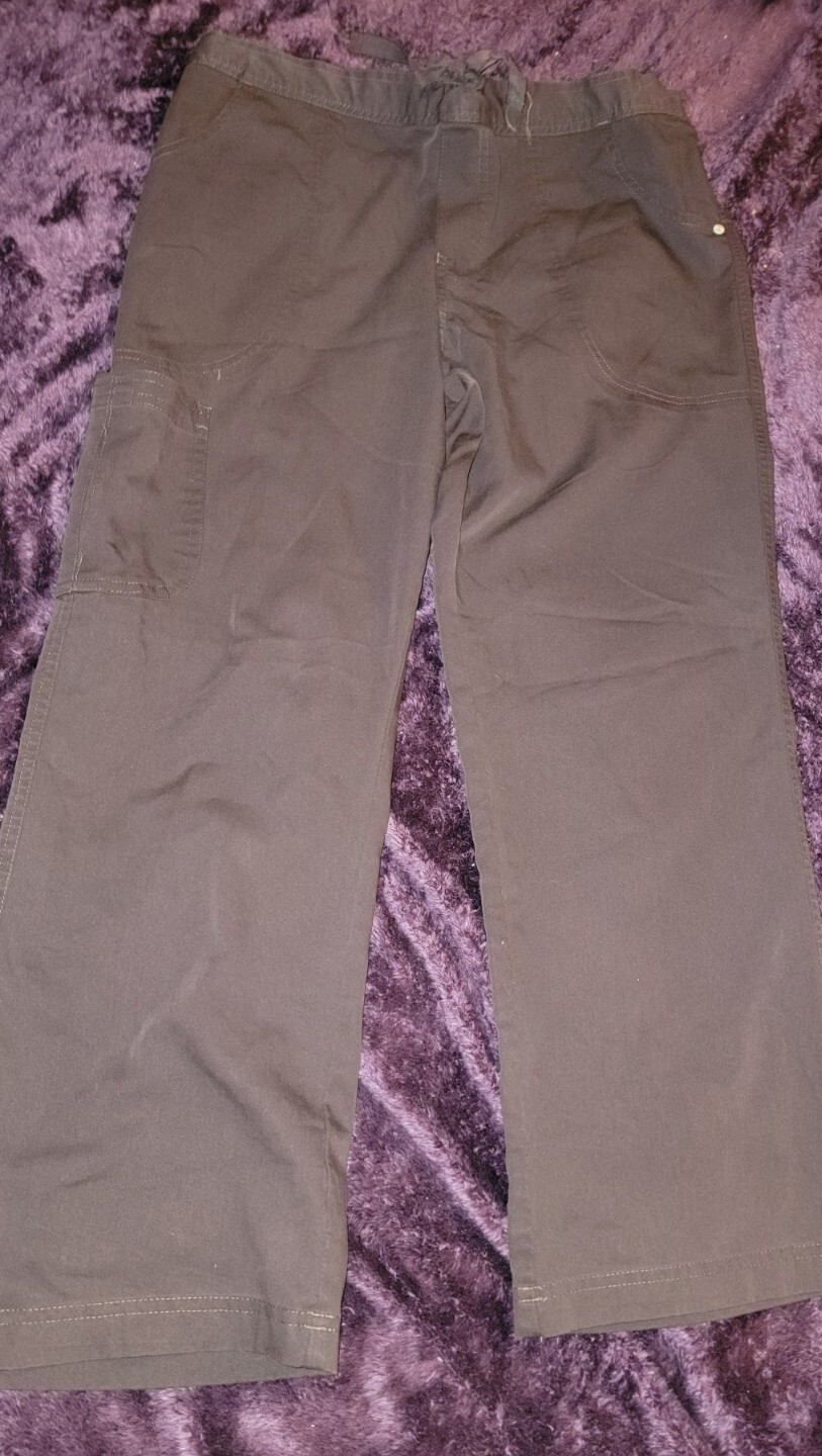 Urbane Womens Ultimate Elastic Waistband Scrub Pants Brown Medium Petite 28 9300