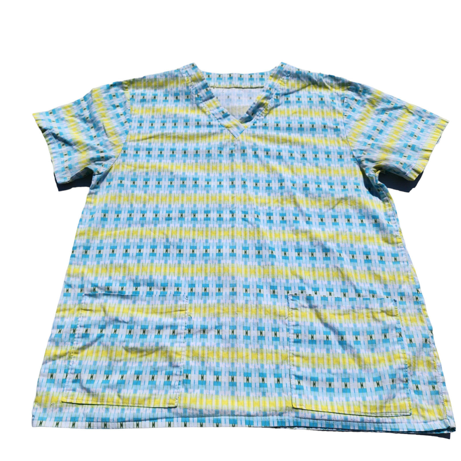 Homemade Scrub Top Womens size L Chest 22″ With pockets No label See Measurement