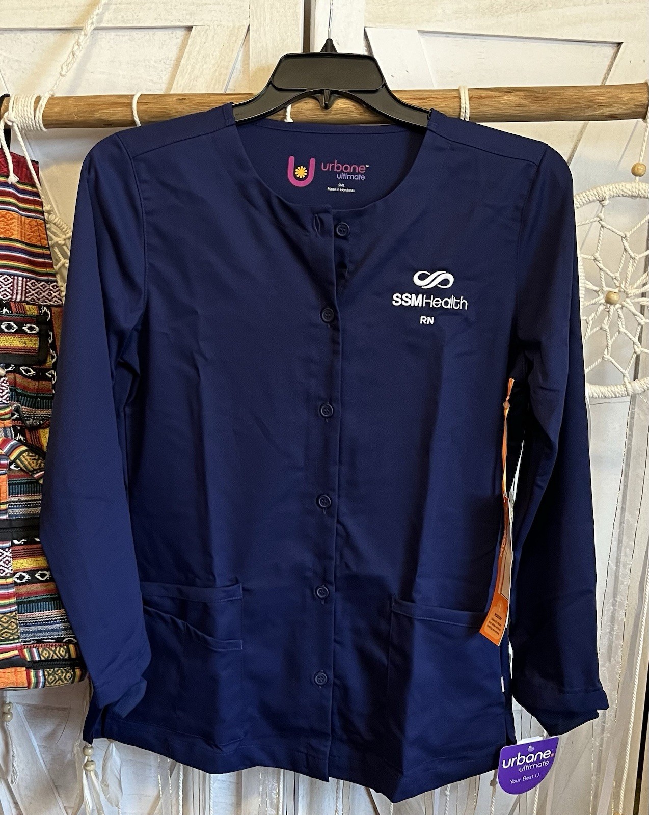SSM Health RN Scrub Jacket Navy Blue Size Small