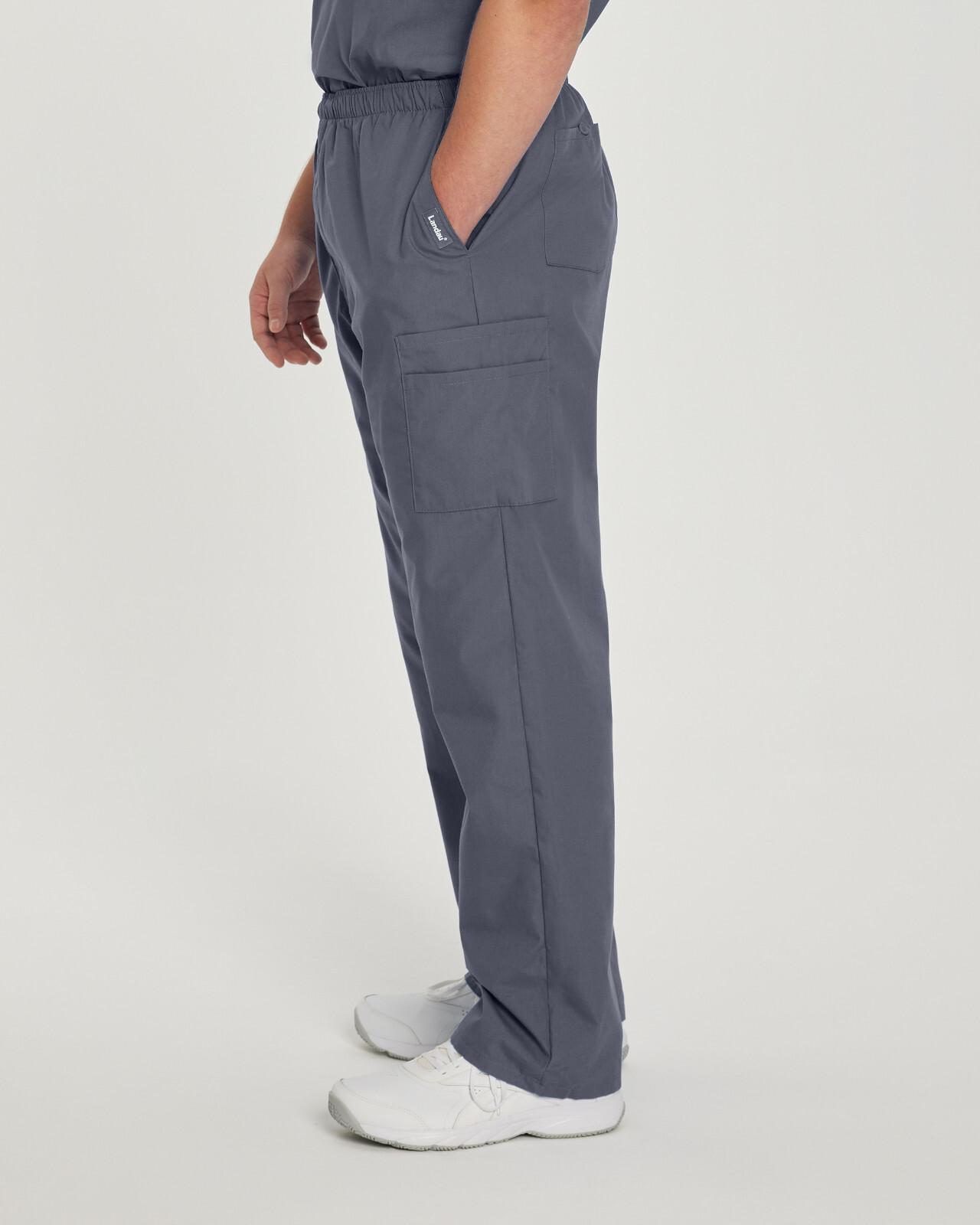 MEN’S – Landau Essentials Men’s Straight-Leg Cargo Scrub Pants #8555 STEEL GREY