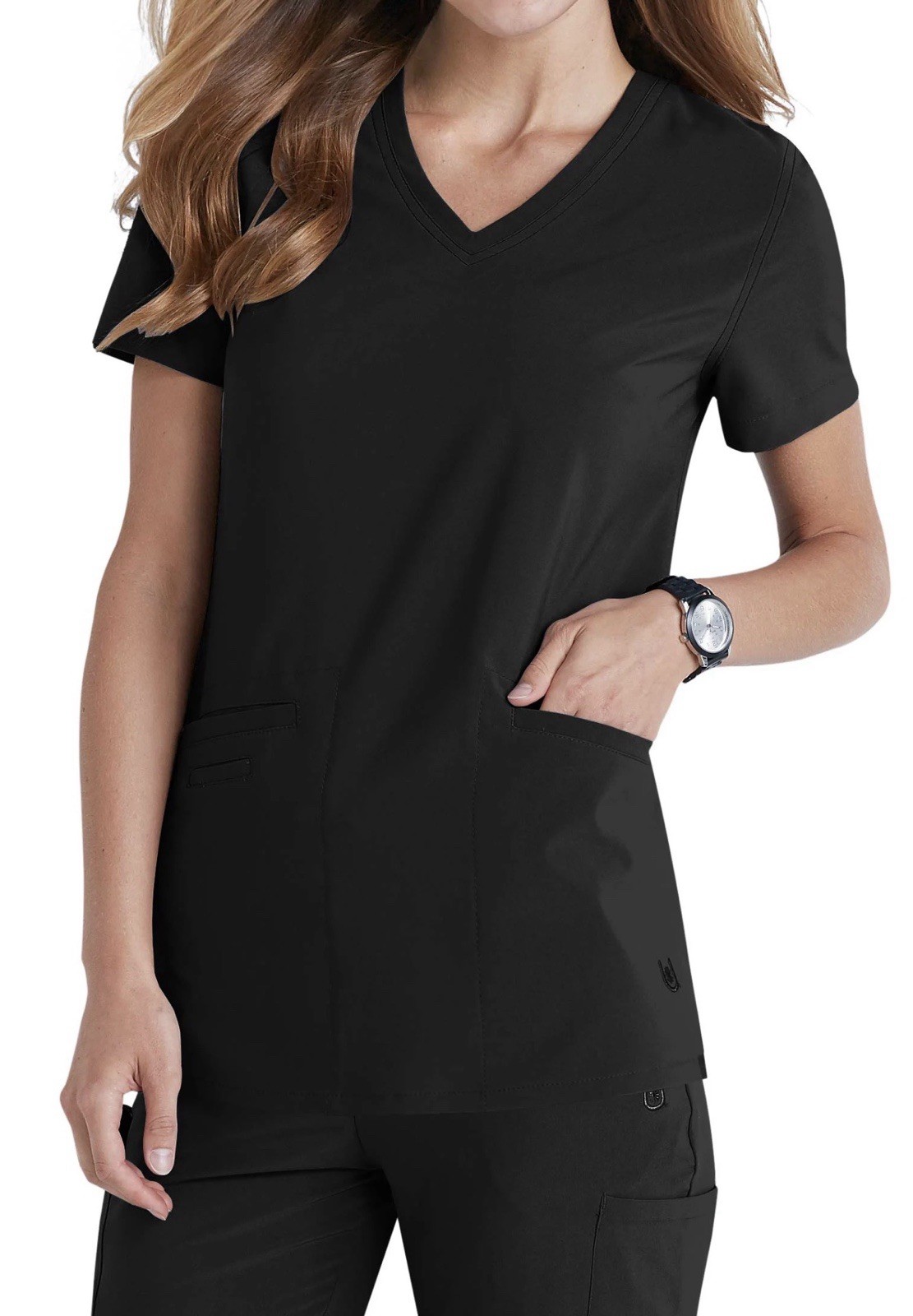 Urbane Performance Women’s Scrub Set V-Neck Top + Flare-Leg Cargo Pants XS