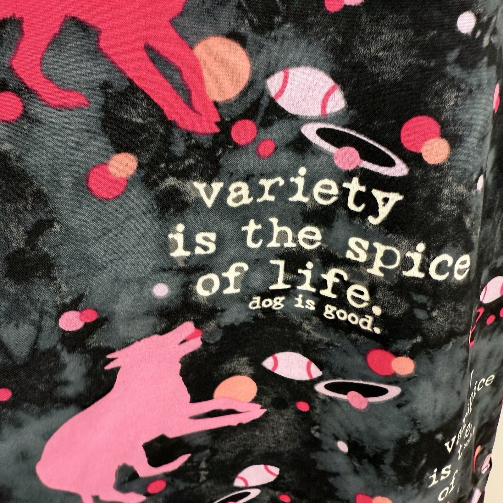 NWT Cherokee Dog Is Good Black Scrub Top XL Spice Of Life Pink Dogs Scrubs Vet