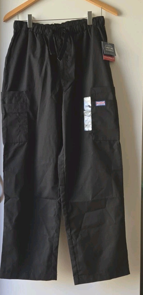 Cherokee Workwear Men’s Black Scrub Pants Size S Short Cargo Pockets Drawstring