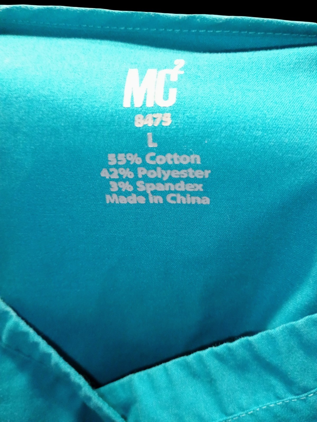 MC2 Scrub Top Turquoise Teal Large Medical Solid Color