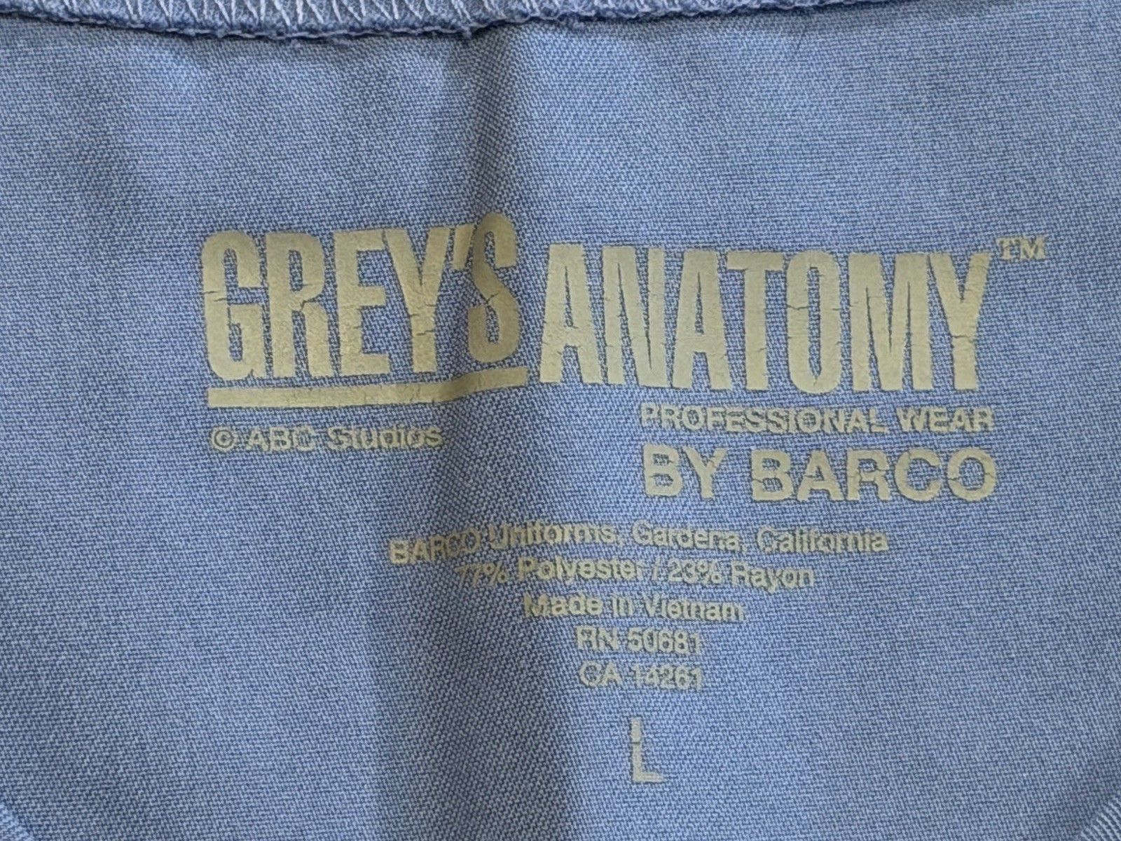 Grey’s Anatomy by Barco Women’s Light Blue Medical Scrub Top Polyester Women’s L