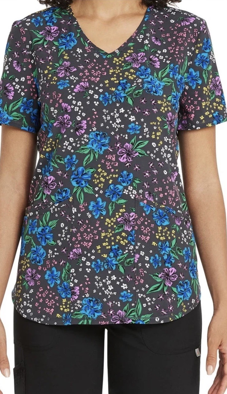 Scrubstar Women’s Blooming Petals V-Neck Scrub Top Size 3XL