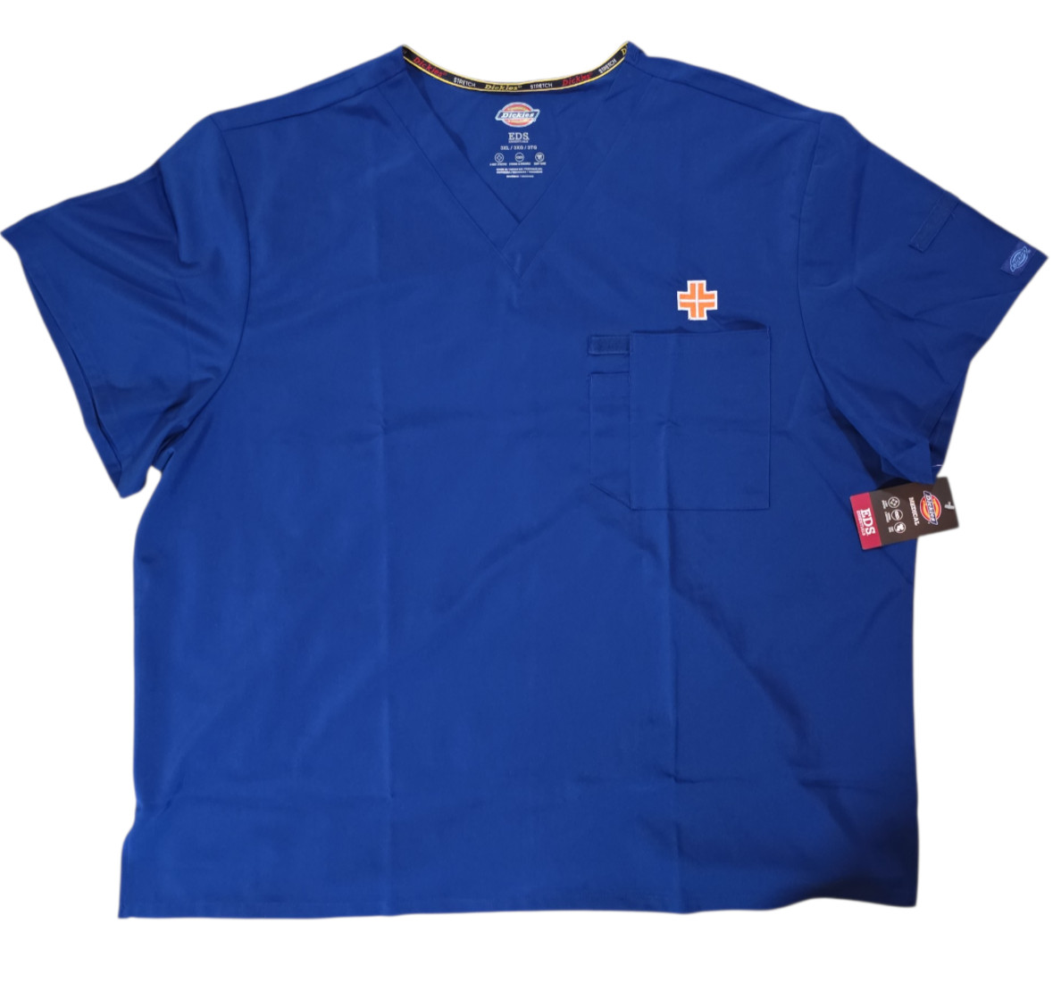 NWT Dickies EDS Essentials Men’s Scrub Top Tuckable V-Neck Blue Size 3XL DK635