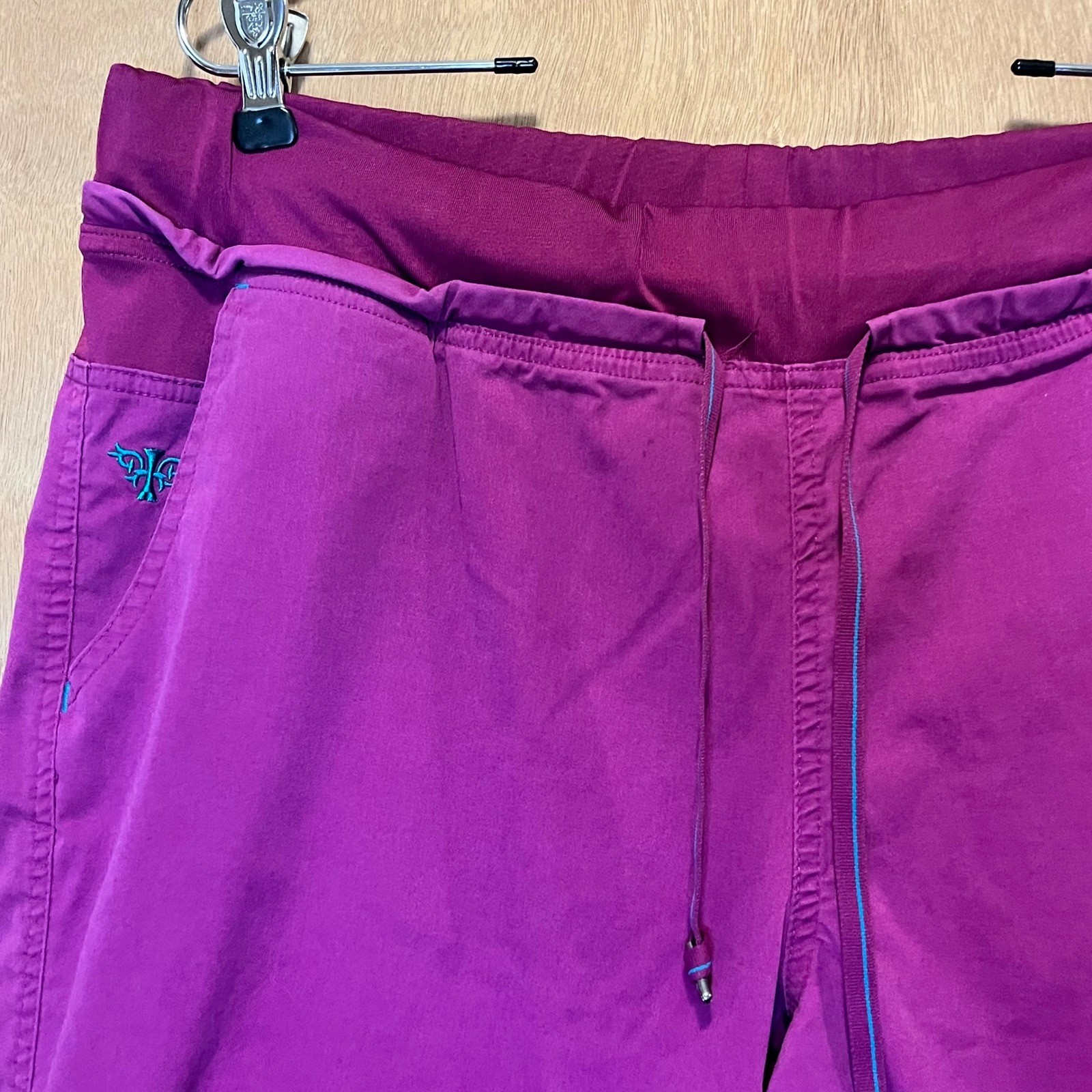 Med Couture Scrub Pants Women Large Fuchsia EZ Flex Yoga Waist Straight Leg Work