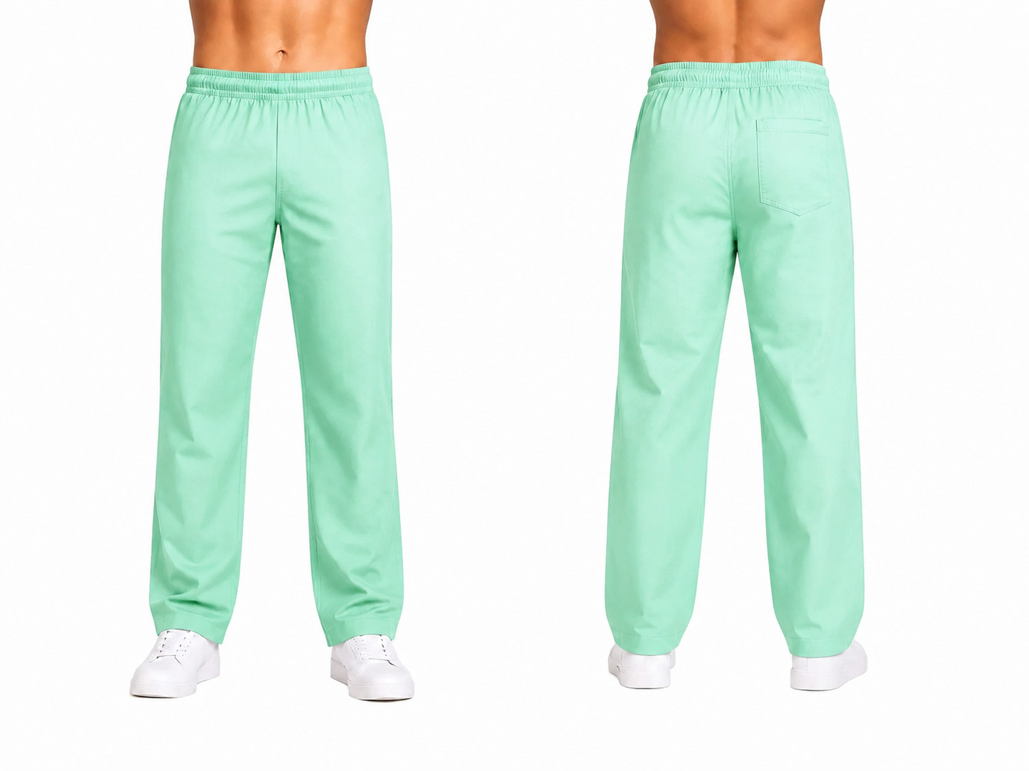 Men’s Medical Scrub Pants Straight Leg 3 Pockets Elastic Waist Uniform