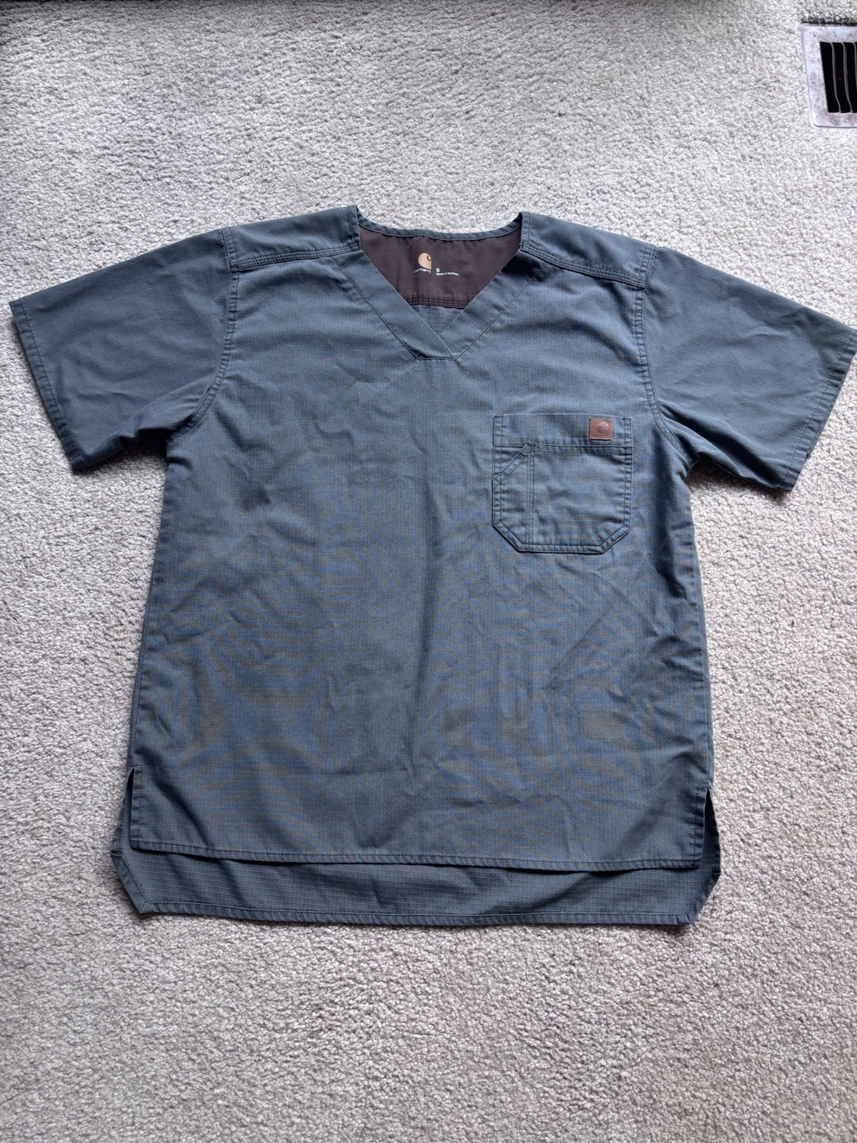 Carhartt Green Men’s Scrub Top Size S Utility Front Pocket Workwear Uniform