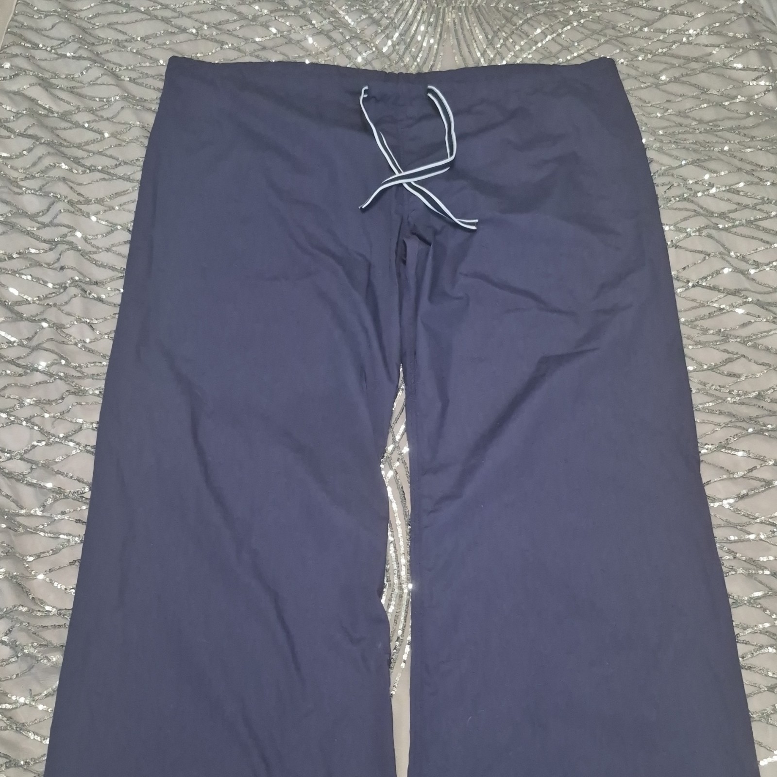 Blue Sky Women’s XL Navy Solid Medical Scrub Pants Drawstring Poly/Cotton