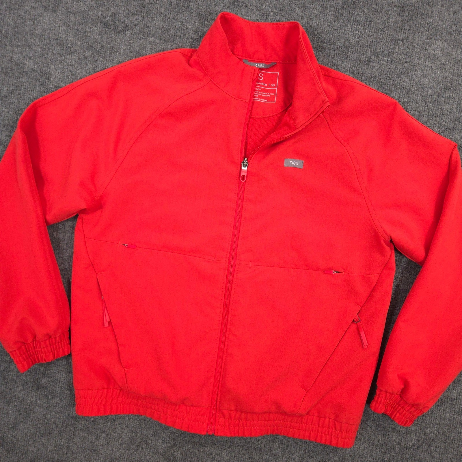 Figs Sydney Scrub Jacket Womens XS Red Full Zip FIONx Performance Classic Fit