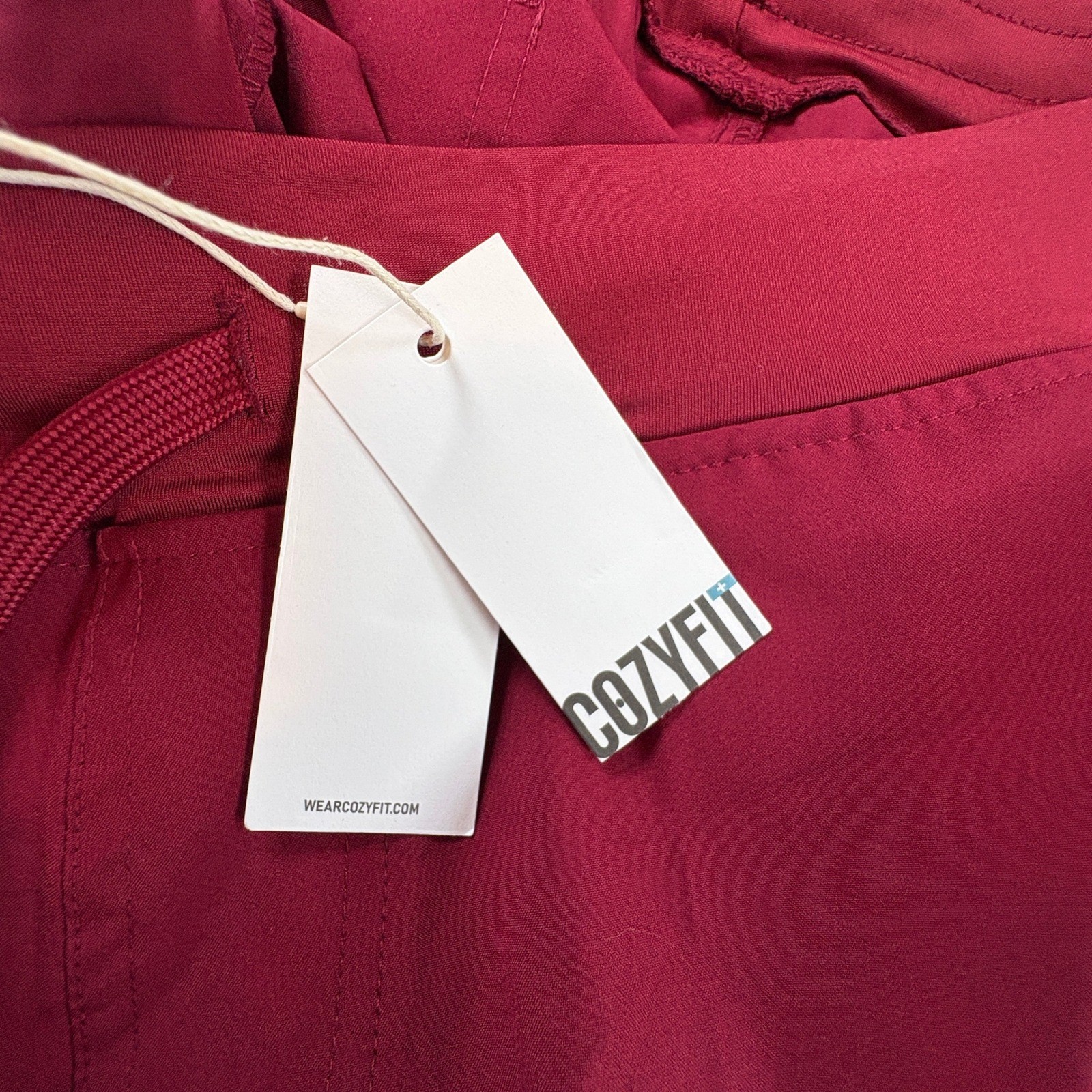 Cozyfit Red Scrub Jogger Pants Womens XL Cargo Pocket Drawstring New