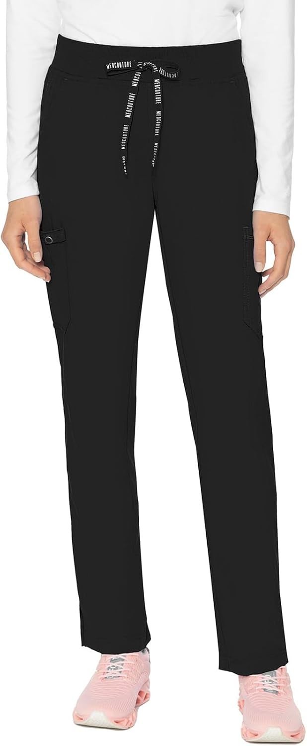 Scrub Pants for Women, Jersey Waist Yoga Bottoms, 6 Pockets with Mid Rise Dra…