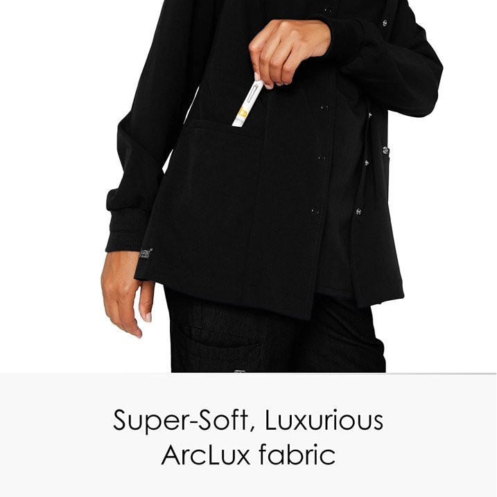 GREYS ANANTOMY SIGNATURE WOMEN SCRUB JACKET IN BLACK IN ALL SIZES # 2407 NWT
