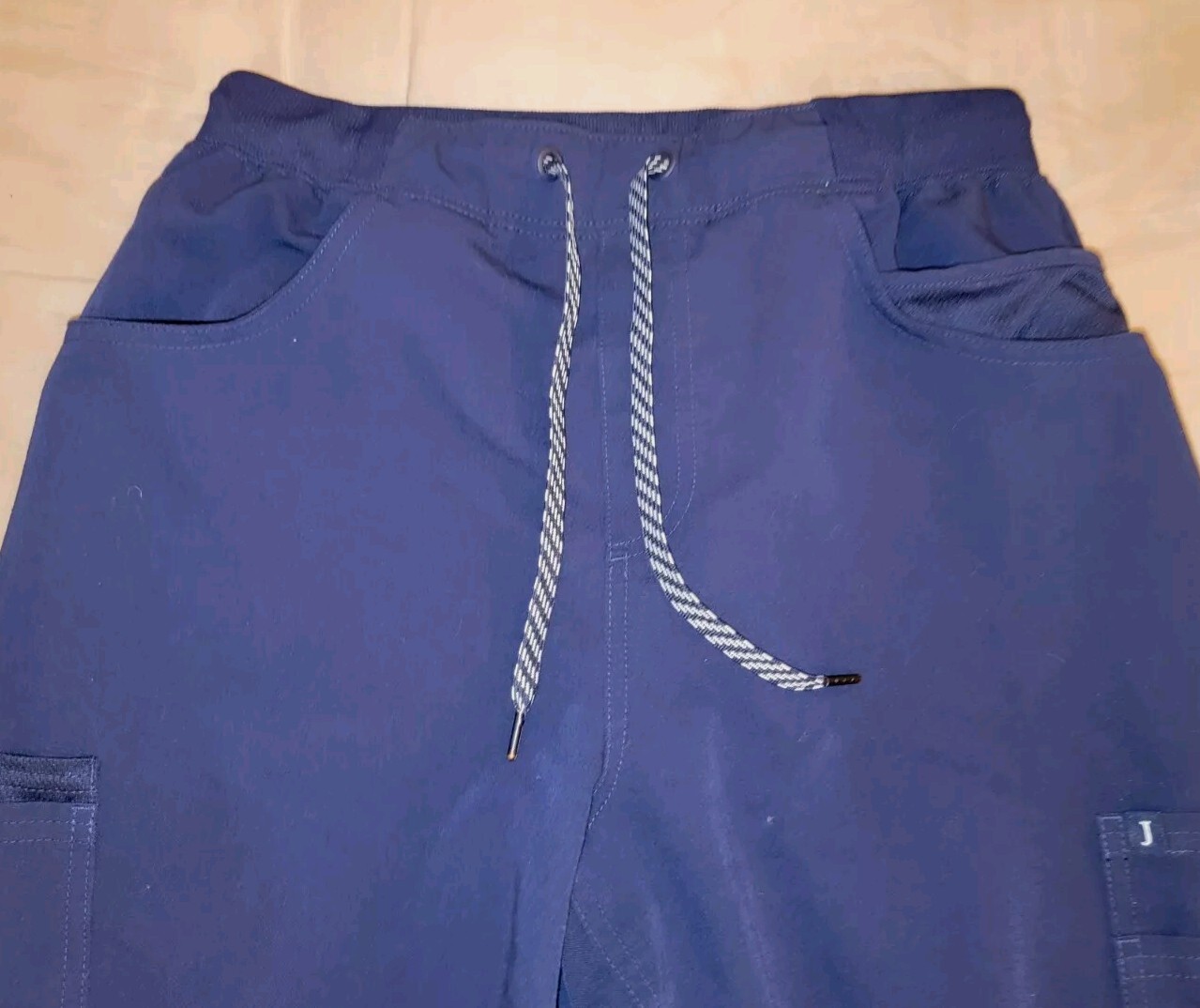 JAANUU Mens 10 Pocket Cargo Medical Scrub Pants Navy Blue Large 30″ J85014