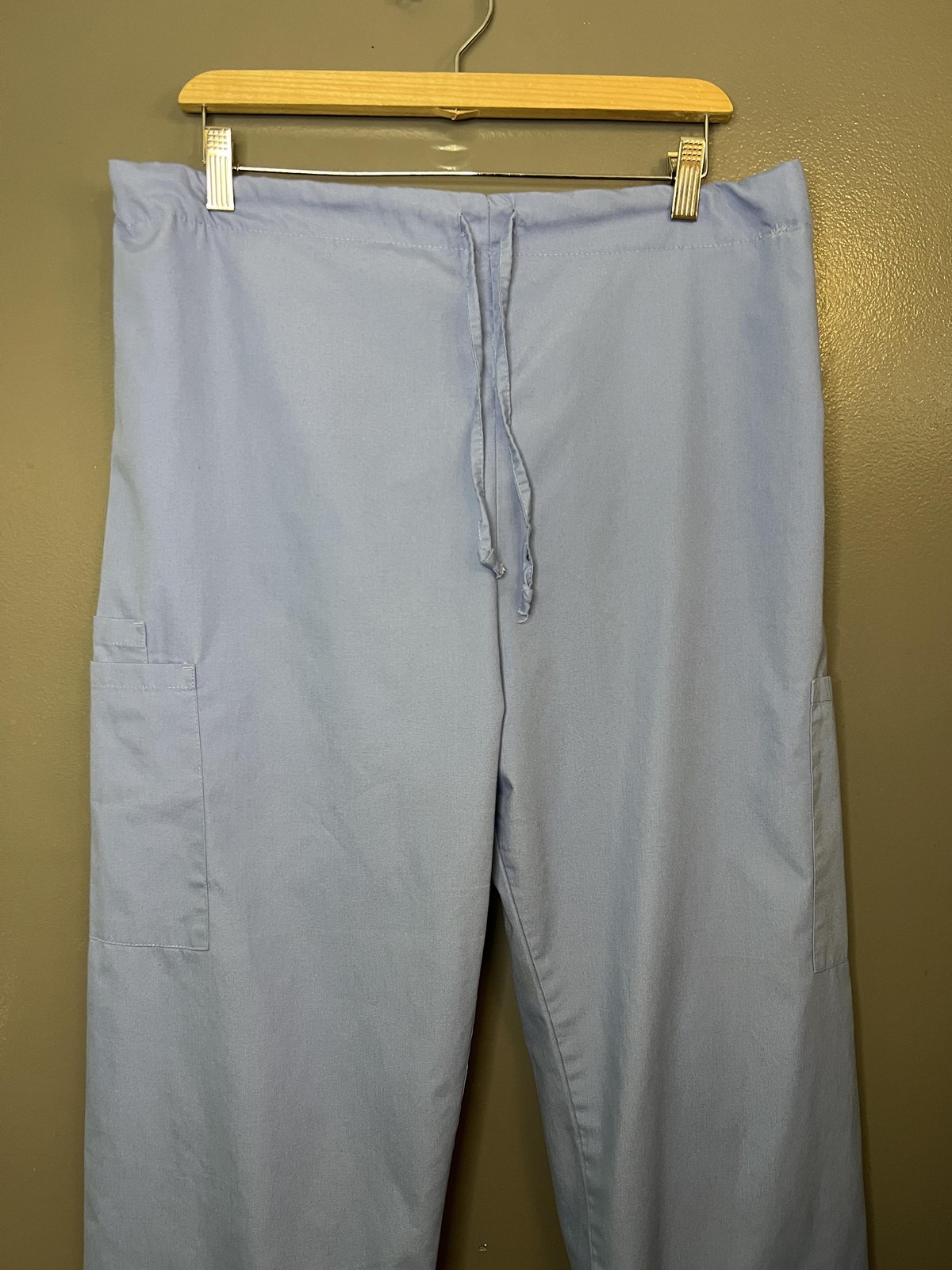 Medgear Scrub Pants Mens Large Light Blue Drawstring Elastic Waist Pockets
