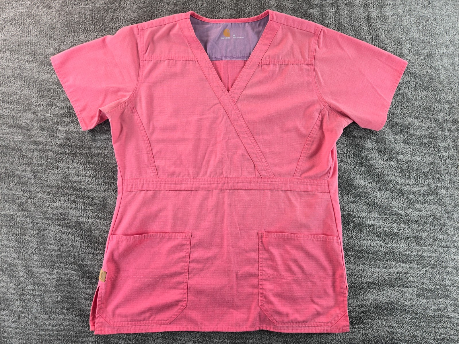 Carhartt Scrub Womens Medium Pink Short Sleeve Pullover Workwear Nursing Uniform