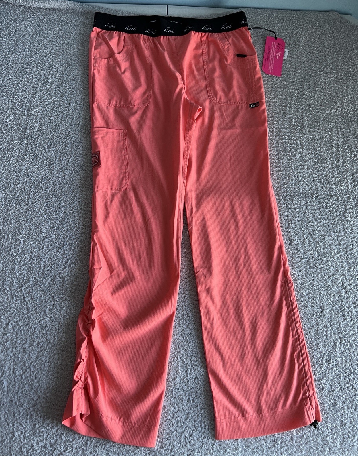 Koi Lite Scrub Pants Women‘s Sz Large Tall LT Coral Spirit Slim Stretch Nursing