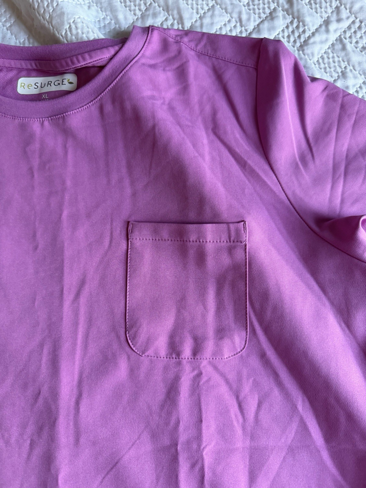 ReSurge Citrine Women’s XL Pink 1-Pocket Crew Neck Tuck In / Wear Out Scrub Top