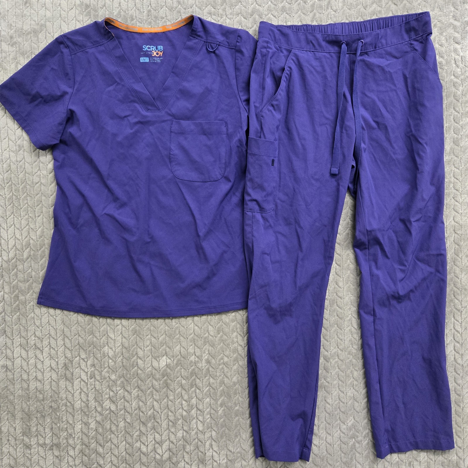Scrub Joy Purple Set (2 Piece) Short Sleeve Pants Size Small Pockets