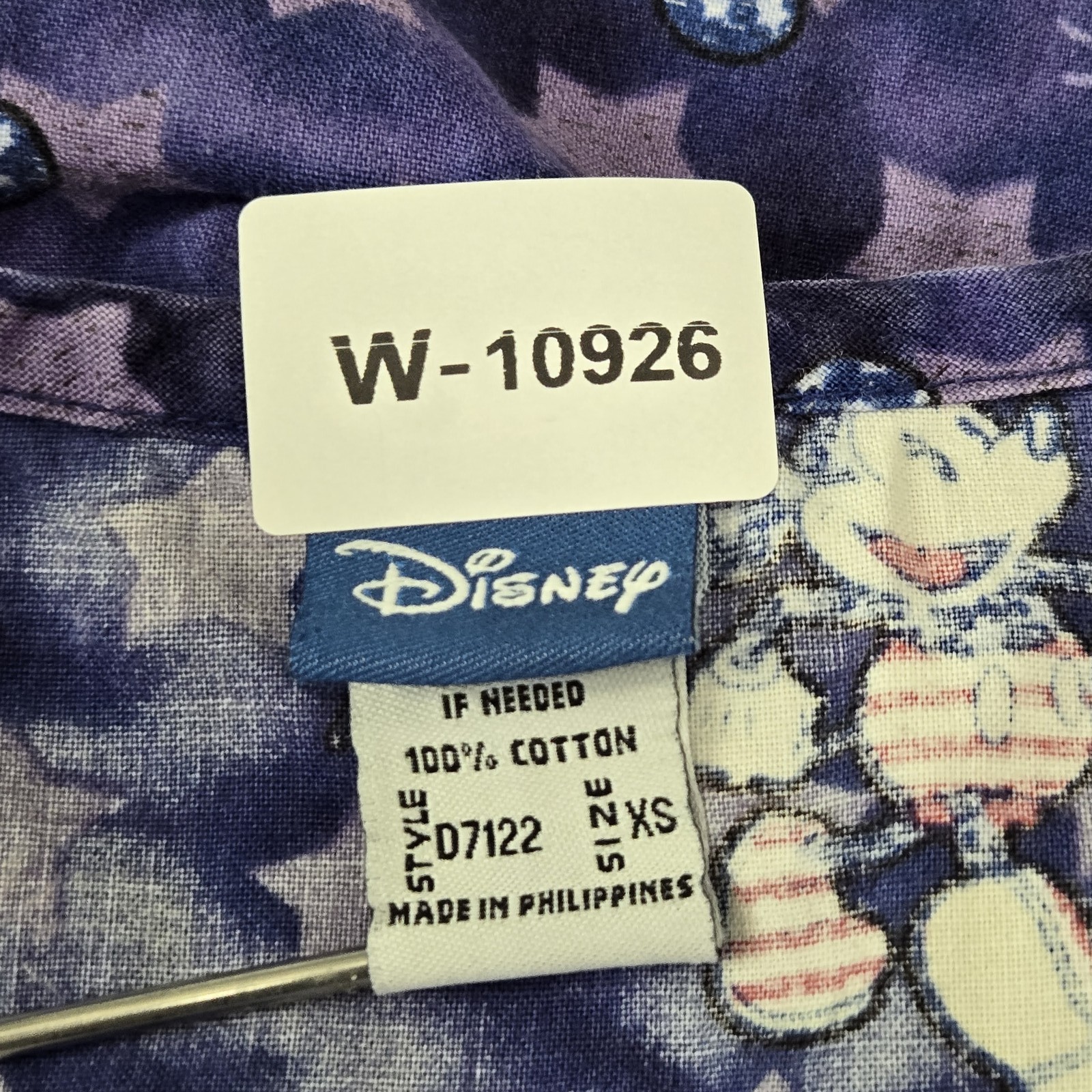 Disney Women Scrub Top XS Purple Graphic Minnie Mouse Patriotic Whimsical