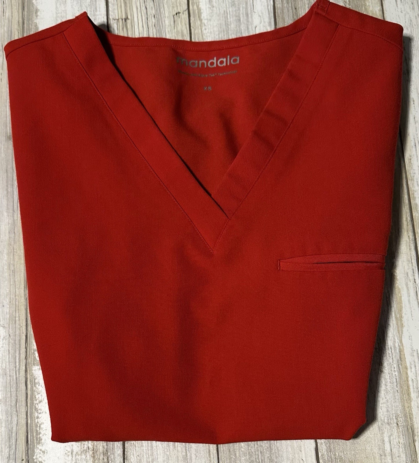 Mandala Women’s One Pocket Scrub Top. Red Size XS