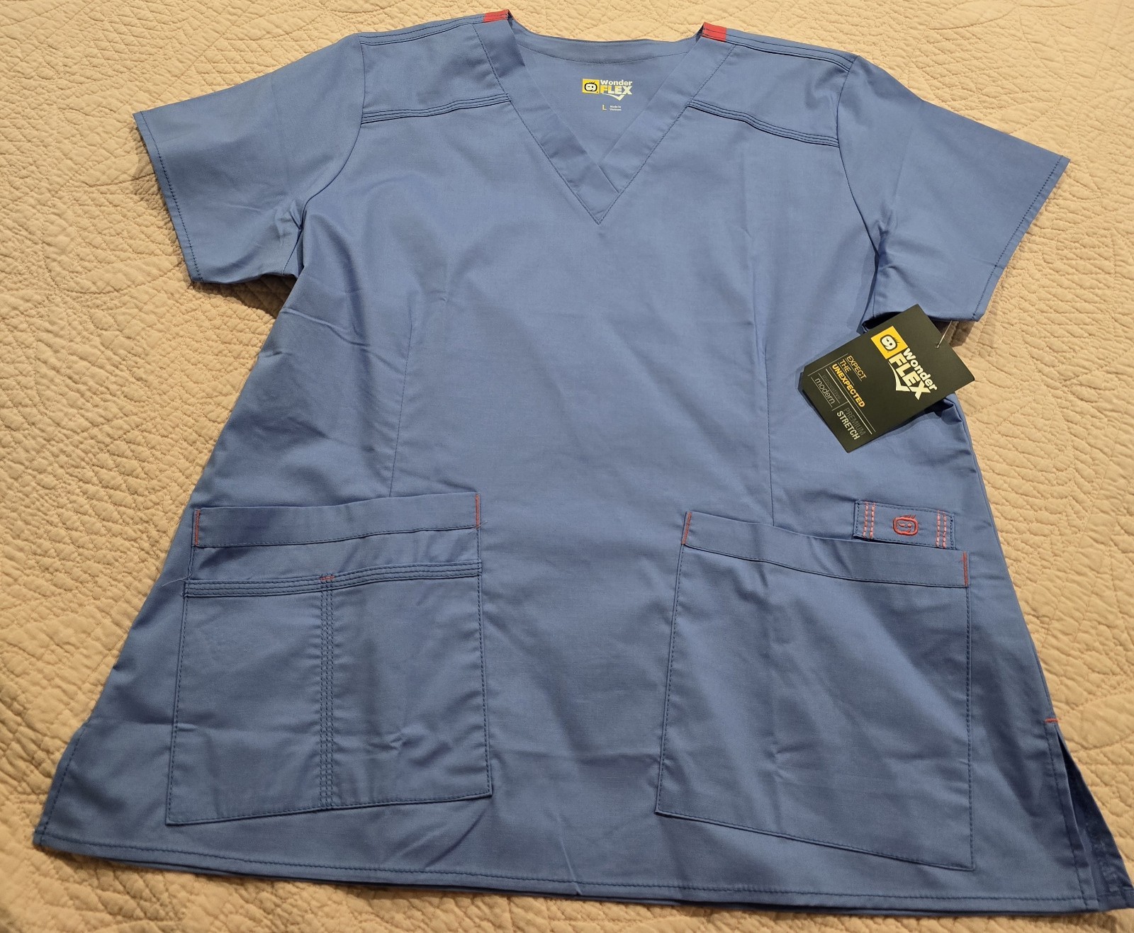 WonderFlex 6108 Ciel Blue Large Scrub Top