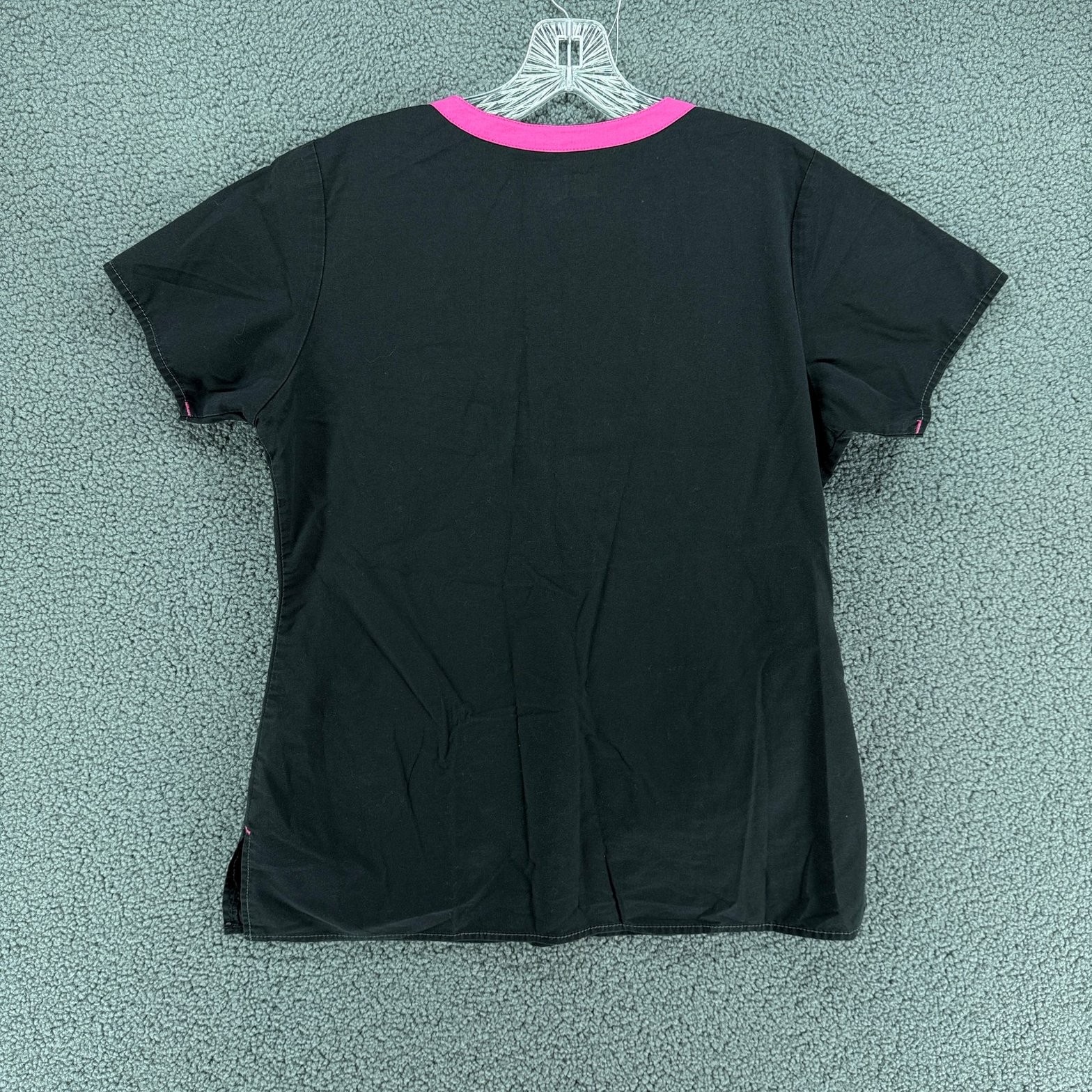 Wonderwink Wonder Flex Cargo Scrub Set Women S Black Pink Stretch V-Neck Medical