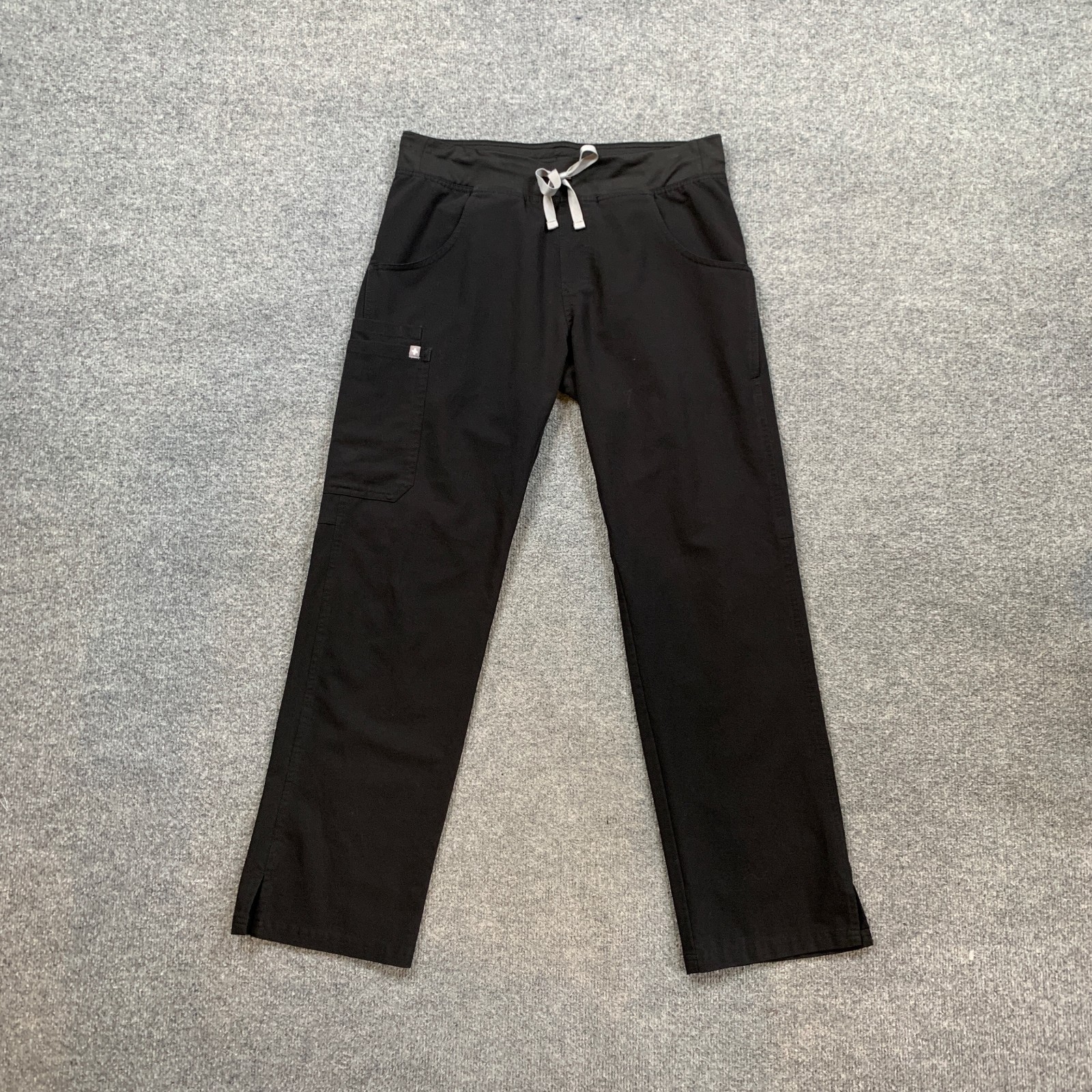 Figs Scrub Pants Womens M Medium Black Kade Straight Leg Drawcord Cargo Pocket