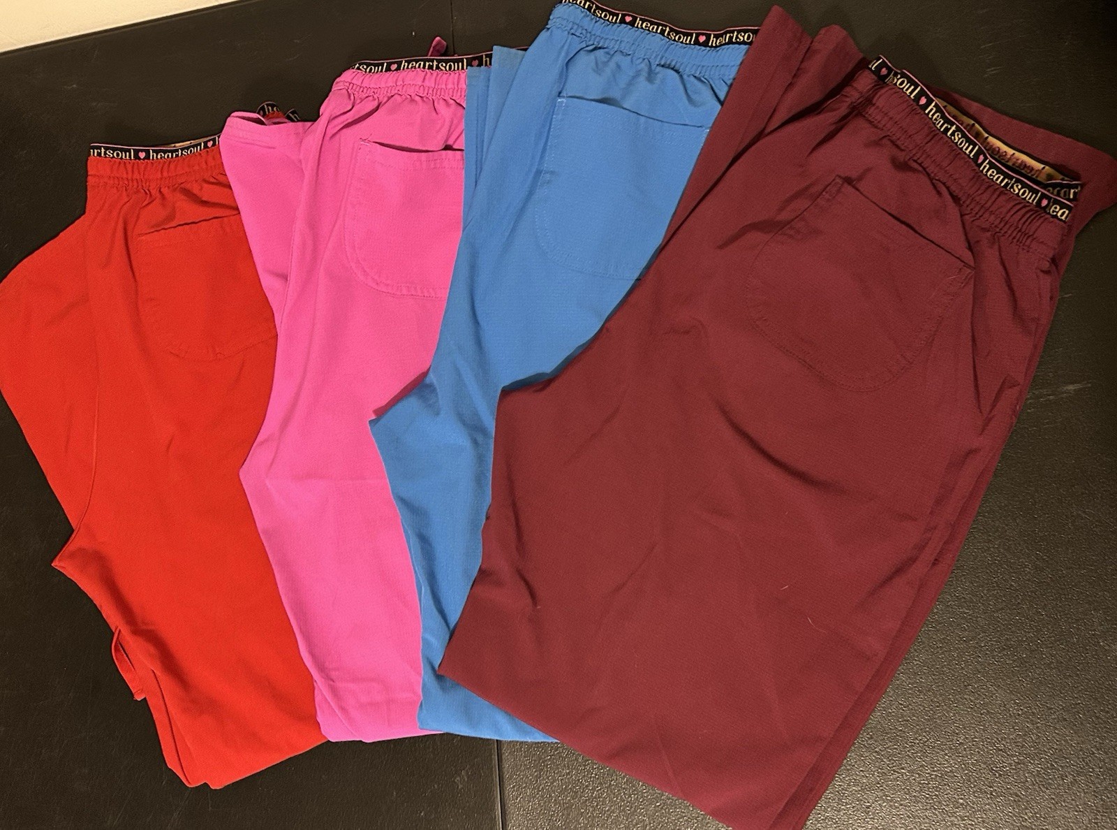 Lot of 4 LG Women’s Heart Breaker Drawstring Scrub Pant Flare Stretch Excellent
