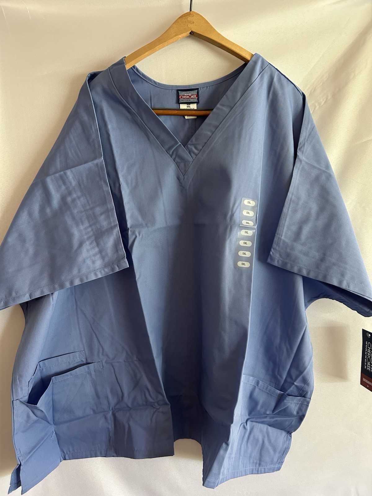 Cherokee Scrubs Top 4700 Womens 5X-Large V Neck Ciew Blue New Tags And Packaging