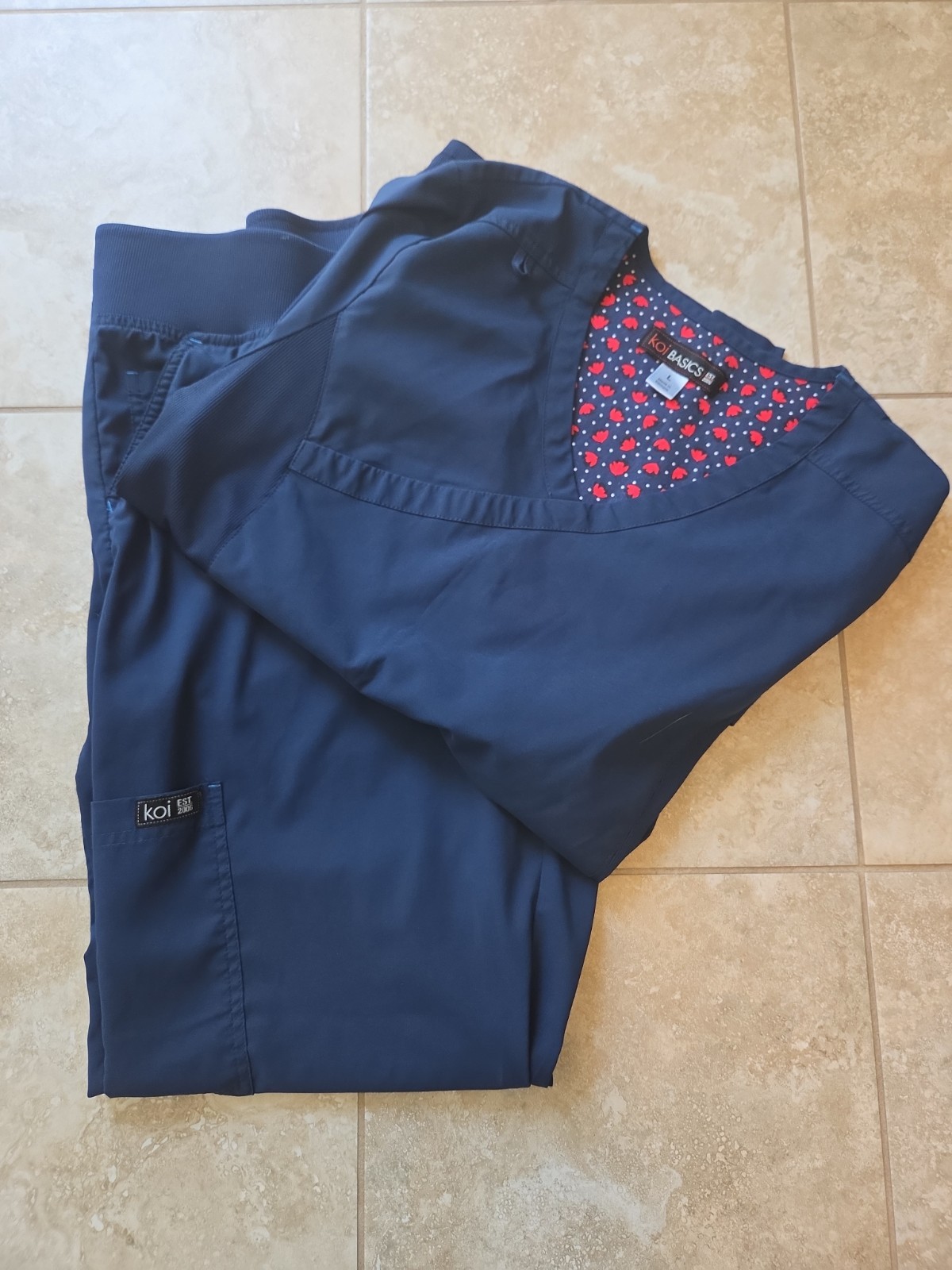 Koi Basics Scrub Top And Bottom Navy Blue Large Regular Lot Womens