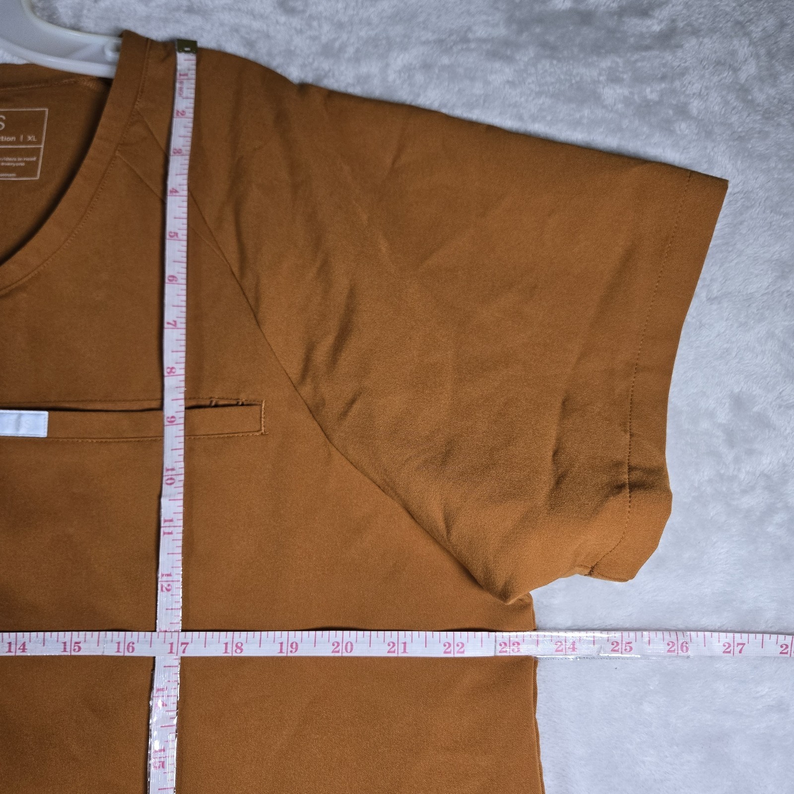 Figs Tela Scrub Top Button Up Women Size XL Atlantic Fall Brown Orange PO # 2092