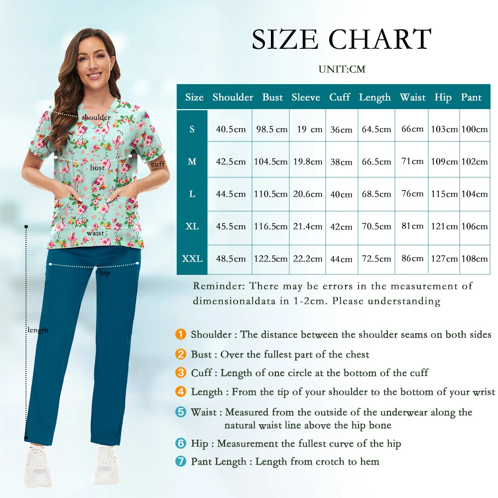Pants + Top Scrubs Set Uniforms for Medical Women Nurse Scrub Uniform Lab Wear