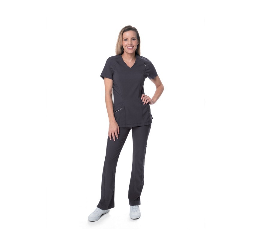 URBANE ALIGN multi pockets cargo stretchy women’s scrub pants -LARGE -CHARCOAL