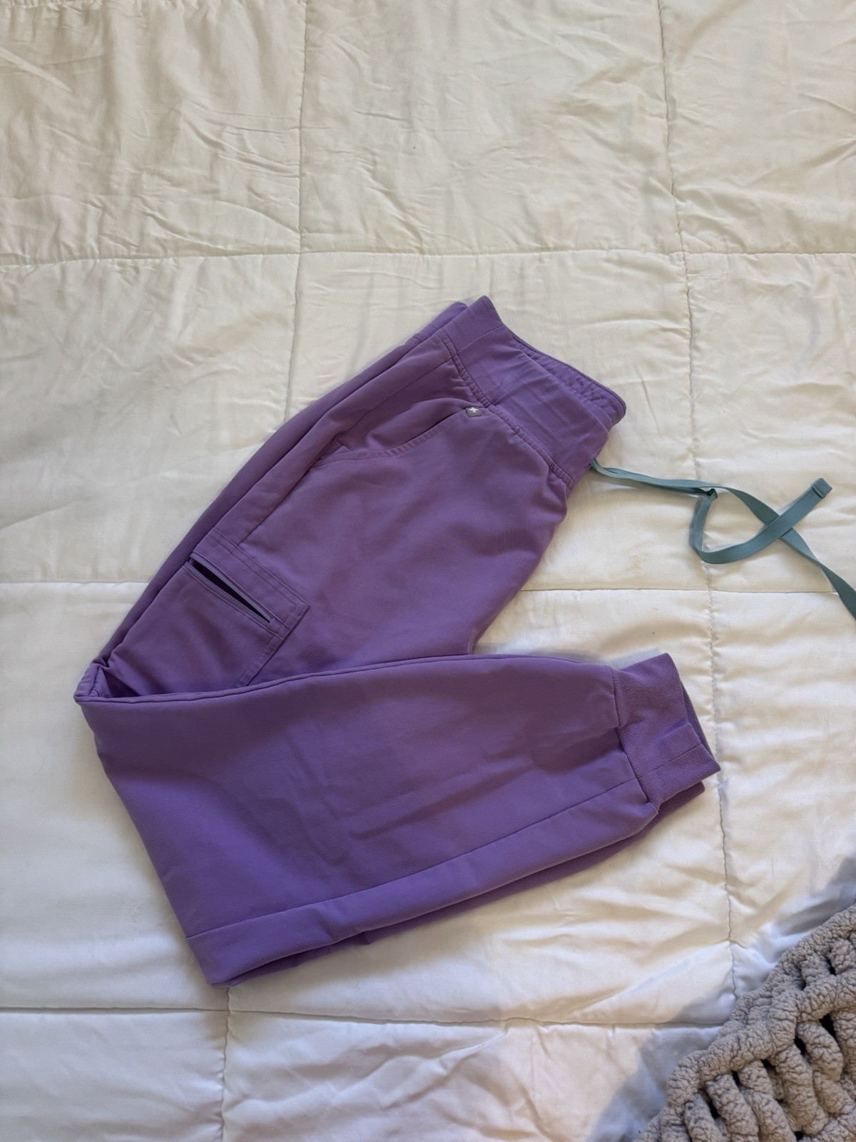 Figs Jogger Zamora High Waisted Scrub Pants Purple Medium Technical Drawstring