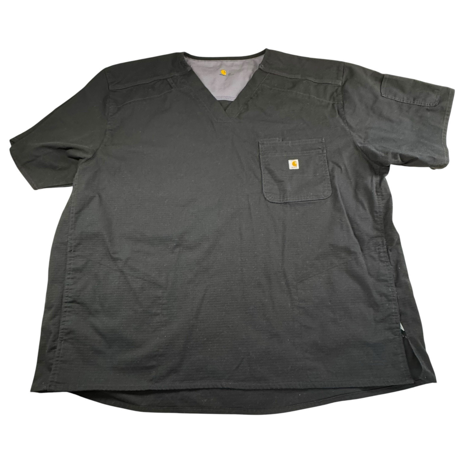 Carhartt Scrub Top Size 3X Rugged Flex Modern Fit Ripstop Black Short Sleeve