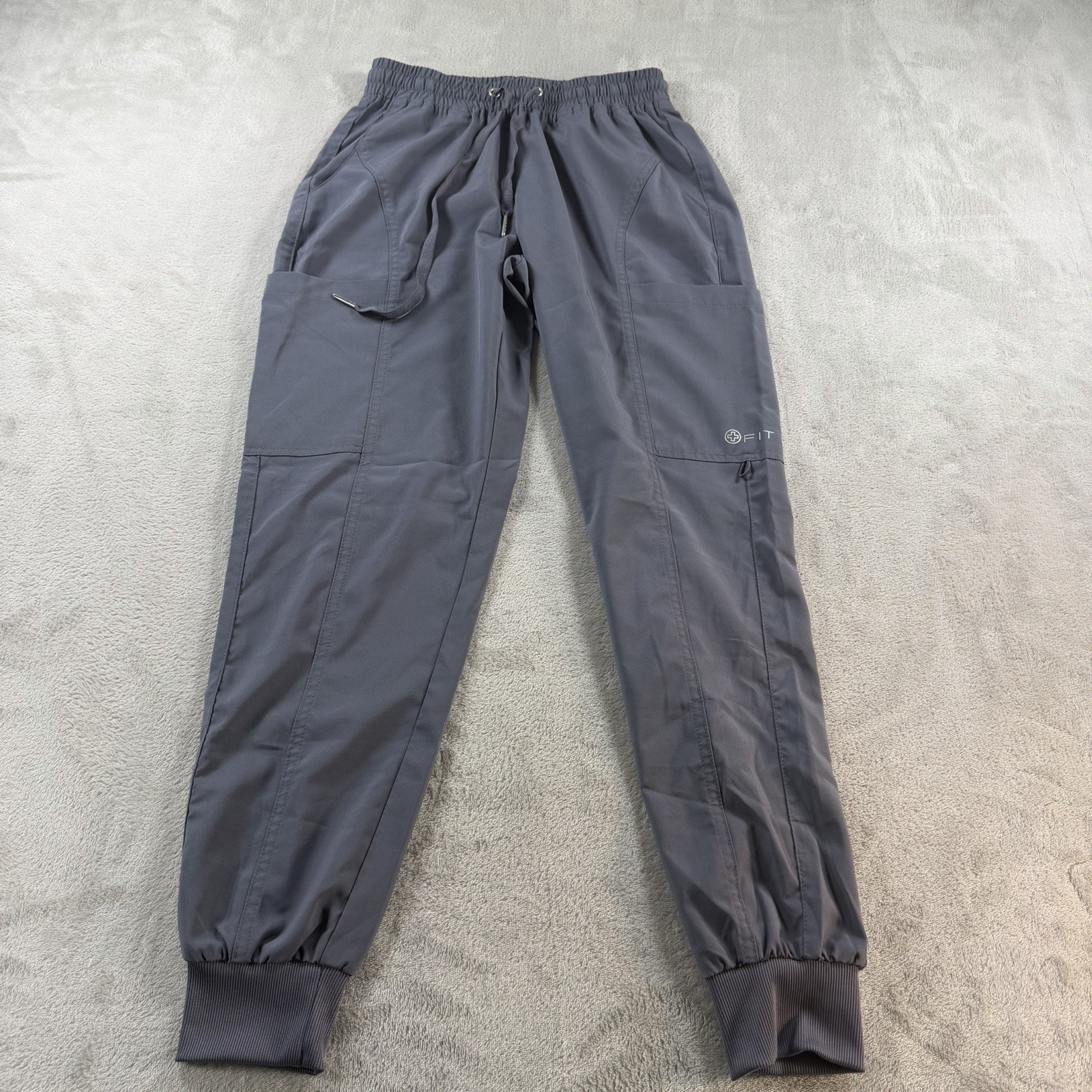 White Cross Womens Fit Jogger Scrub Pants XS Gray Cargo Drawstring Stretch